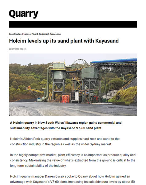 Holcim levels up its sand plant with Kayasand