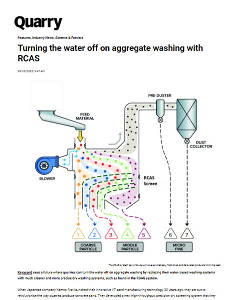 Turning the water off on aggregate washing with RCAS